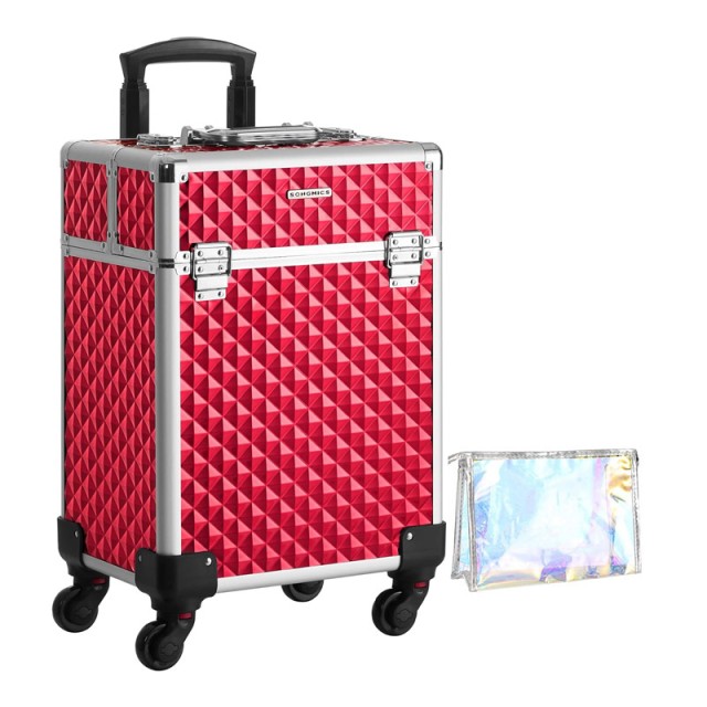 Kosmetikkoffer 34 x 24 x 45 cm Farbe Rot Songmics JHZ013R01