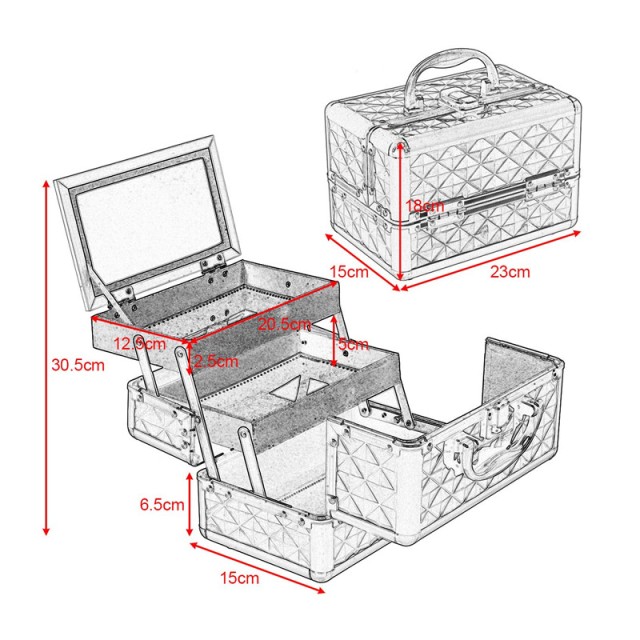 Βαλιτσάκι Μακιγιάζ 23 x 15 x 18 cm Costway HB85369SL