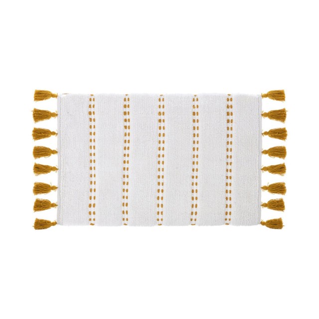 Βαμβακερό Χαλάκι Μπάνιου με Pompom 75 x 50 x 1 cm Χρώματος Μουσταρδί 5Five Simply Smart 174631C