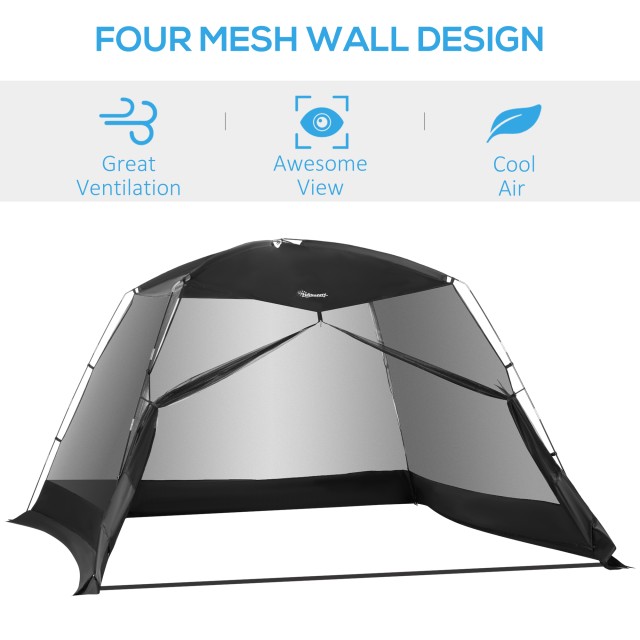 Outsunny Camping and Beach Tent με Anti-UV Mesh για 4 άτομα με τσάντα μεταφοράς, 3x3 m Μαύρη A20-221