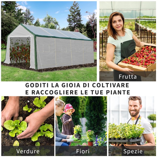 Outsunny Garden Θερμοκήπια Γεωργικά Θερμοκήπια με 8 Παράθυρα Κάλυμμα PE Χάλυβας κατασκευής 600x300x240cm 845-409
