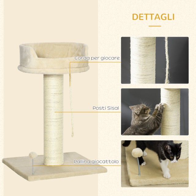 PawHut Scratching Tree for Cats με Κρεβάτι και βελούδινη μπάλα και ...
