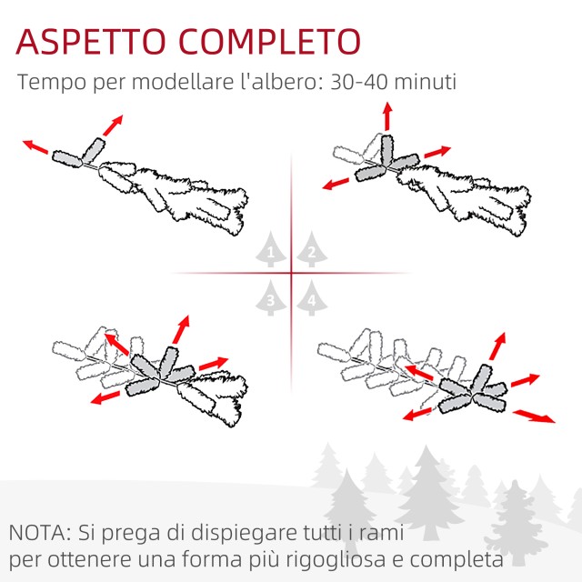 HOMCOM Χιονισμένο χριστουγεννιάτικο δέντρο 180cm με 240 φωτάκια LED και 618 κλαδιά με ατσάλινο βάση 830-760V90GN