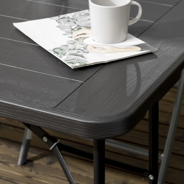 Τραπέζι κήπου Outsunny για 6 άτομα σε ατσάλι και HDPE, 180x75,5x73 cm, σκούρο γκρι 84G-004V00CG