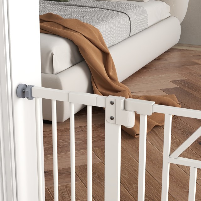 PawHut Gate για Small and Medium Dogs with Automatic Close, in Steel and PA, 74-100x76 cm, White D06-216V00WT
