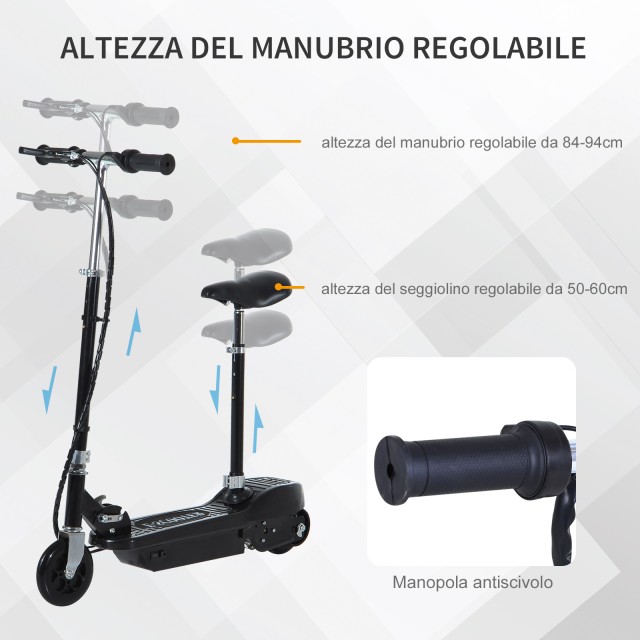 HomCom Electric Scooter με Πτυσσόμενη Σέλα για Παιδιά 120W, Μαύρο A...