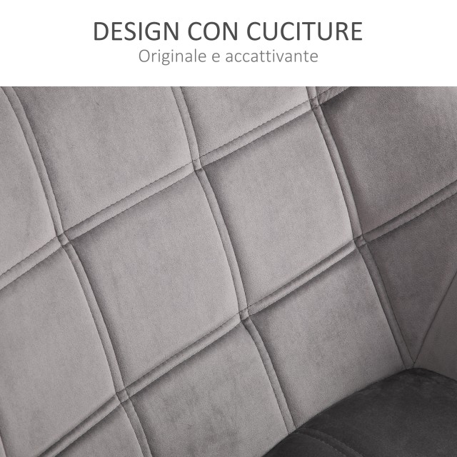 Πολυθρόνα HOMCOM Nordic style σε ξύλο και γκρι βελούδινο εφέ για σαλόνι ή γραφείο, 64x62x72,5 cm 833-799V00GY