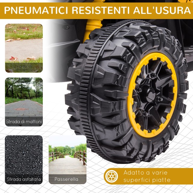 HOMCOM Electric Quad για παιδιά 12V, 2 ταχυτήτων, φαρδιοί τροχοί με ανάρτηση και προβολείς LED, ηλικία 3-5 ετών, κίτρινο 370-235V90YL