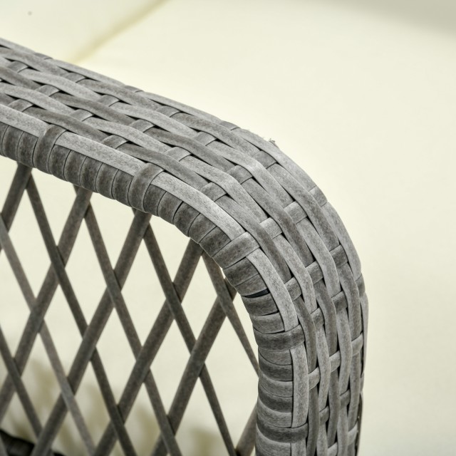 Έπιπλα κήπου Outsunny, Σετ Rattan με ρυθμιζόμενη ξαπλώστρα κήπου και τραπεζάκι σαλονιού 2 επιπέδων 862-054GY