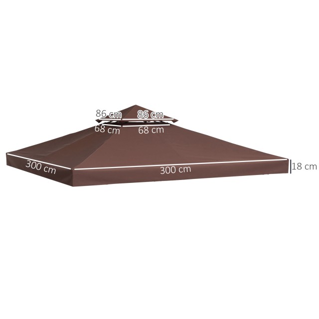 Outsunny Ανταλλακτική Στέγη για Gazebo 3x3m με 2 Επίπεδα και UV Resistant, καφέ 84C-041