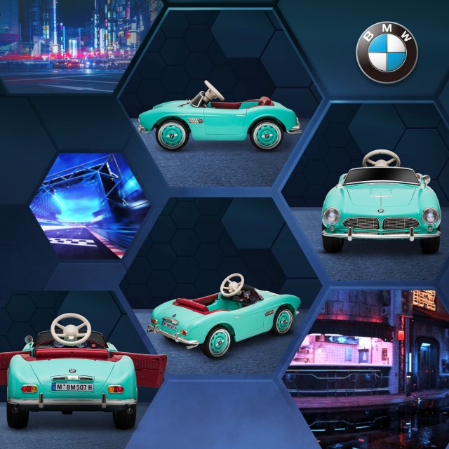 HOMCOM Electric Ride-On Toy Car για Παιδιά με 2 Πόρτες με άδεια BMW 507, με κόρνα και τηλεχειριστήριο, 115x55x47 cm, πράσινο 370-305V90GN
