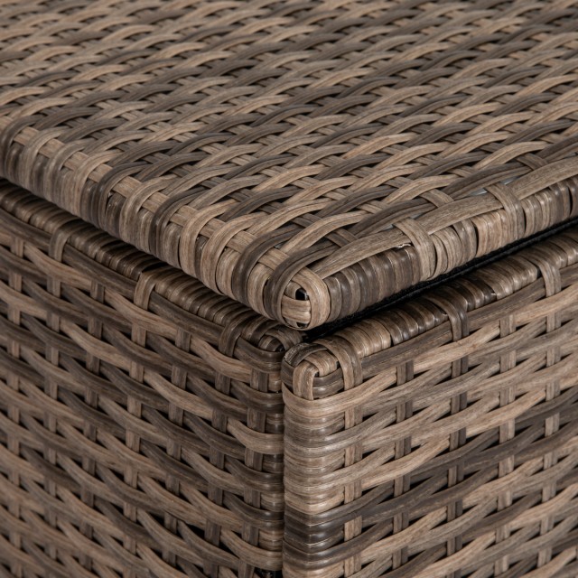 Outsunny μπαούλο εξωτερικού χώρου από PE Rattan και ατσάλι με εσωτερική επένδυση, 75x75x70 cm, μαύρο και χρώμα άμμου 865-020V00KK