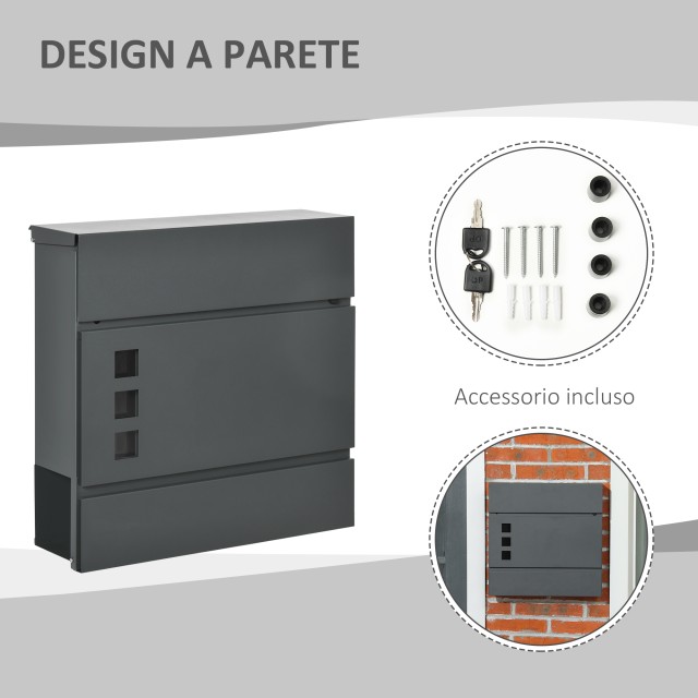 Μεταλλικό Γραμματοκιβώτιο 37 x 10.5 x 37 cm HOMCOM B80-009V00CG