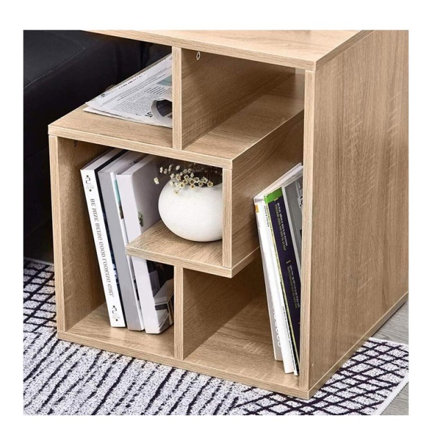 Βοηθητικό Ξύλινο Τραπεζάκι με 4 Ράφια 45 x 40 x 55 cm Χρώματος Καφέ Ανοιχτό Bakaji 02839552