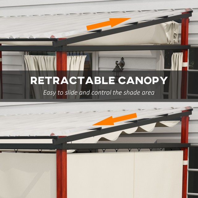 Outsunny Pergola με Πλαϊνές Τέντες και Πτυσσόμενη Οροφή σε Η/Υ, από αλουμίνιο και μέταλλο, 345x300x215-255 cm, Κρέμα 84C-475V00CW