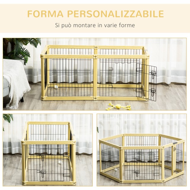 PawHut Dog Box, Pet Run, 6 πάνελ με πόρτα και διπλά μάνδαλα, 70x62cm D06-126ND