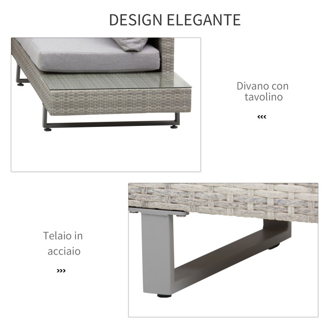 Outsunny Garden Lounge με καναπέ και τραπεζάκι σαλονιού σε γκρι PE Rattan 860-143
