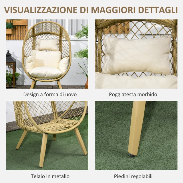 Outsunny καρέκλα κήπου σε σχήμα αυγού από PE Rattan και ατσάλι με ε...