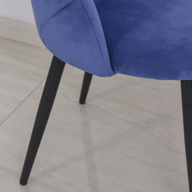 Homcom Σετ 2 καρέκλες τραπεζαρίας με ταπετσαρία Nordic Design σε μεταλλικό και μπλε βελούδο 835-253BU