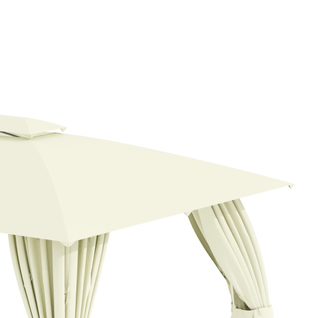 Outsunny Garden Gazebo 3,95x2,95m με διπλή οροφή, τοίχους από πολυεστέρα και 8 ατσάλινα μανταλάκια, μπεζ 84C-305CW