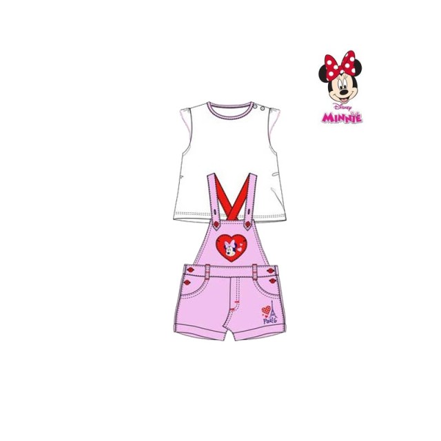 Βρεφικό Σετ Μπλούζα - Σαλοπέτα Χρώματος Ροζ Minnie Disney AQE0048 A...