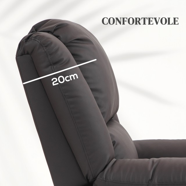 HOMCOM Relax Lift Πολυθρόνα Ανακλινόμενη στις 155° με 8 Σημεία Μασάζ και Θέρμανσης, Καφέ 713-164V90DR