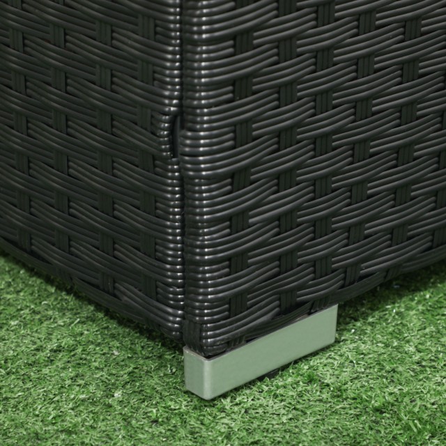 Outsunny Rattan and Steel Garden Storage Box με Καπάκι, 95x60x58cm, Μαύρο 865-011V00BK