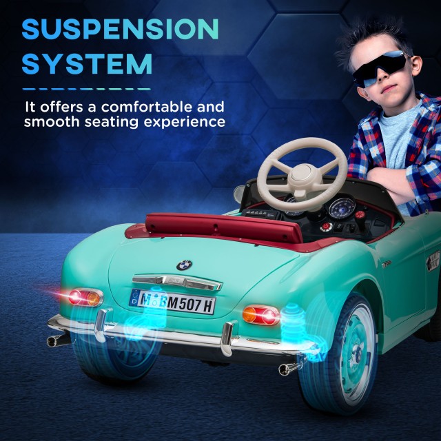 HOMCOM Electric Ride-On Toy Car για Παιδιά με 2 Πόρτες με άδεια BMW 507, με κόρνα και τηλεχειριστήριο, 115x55x47 cm, πράσινο 370-305V90GN
