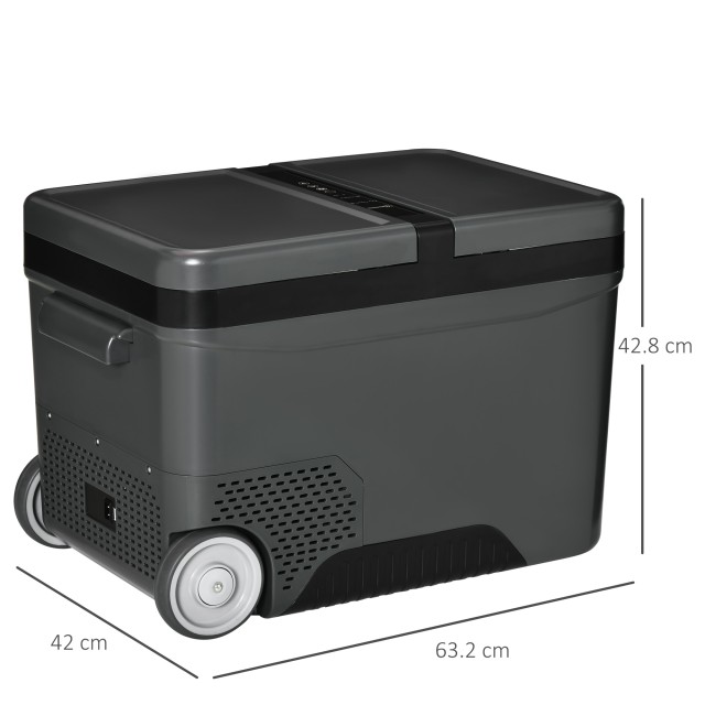 Outsunny Φορητό Ηλεκτρικό Ψυγείο 35L με τηλεσκοπική λαβή και ρόδες, 12 / 24V DC και 110 / 240V AC Μικρό ψυγείο, για αυτοκίνητα και φορτηγά C00-029V90