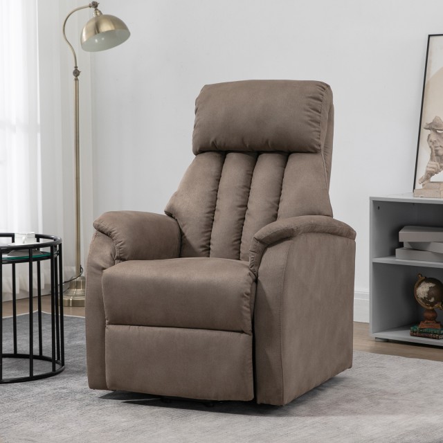 HOMCOM Lift Chair Ανακλινόμενη 150° max με τηλεχειριστήριο και στήριγμα ποδιών, 75x93x110 cm, καφέ 713-082V91BN