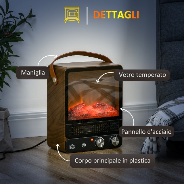 Ηλεκτρικό τζάκι HOMCOM με φλόγα LED, 3 λειτουργίες θέρμανσης και δι...
