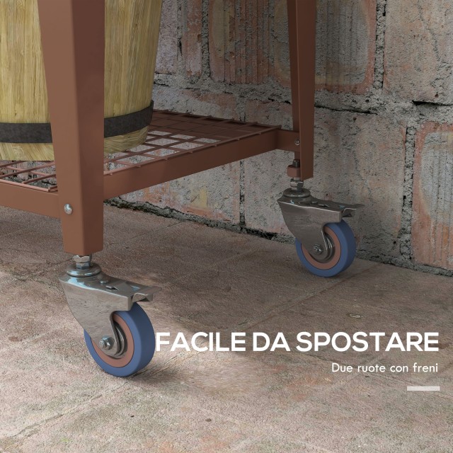 Outsunny Raised Planter με Μίνι Θερμοκήπιο για Φυτά, Τροχούς και Ρά...