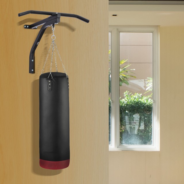Βάση στήριξης HOMCOM Punch Bag με μπάρα έλξης, 93x47x51cm, Μαύρο A9...
