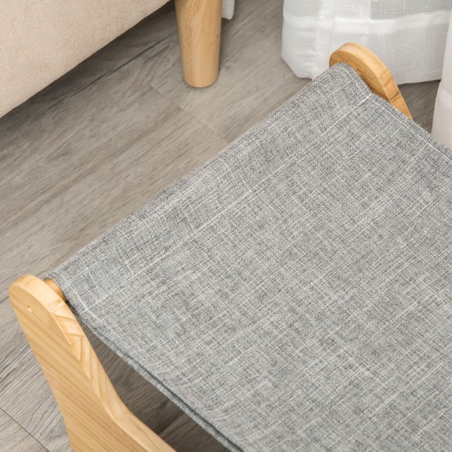 PawHut Indoor Cat Kennel με αφαιρούμενο βελούδινο μαξιλάρι και ξύλινο πλαίσιο, 68x43x20cm - Λευκό / Γκρι D30-457