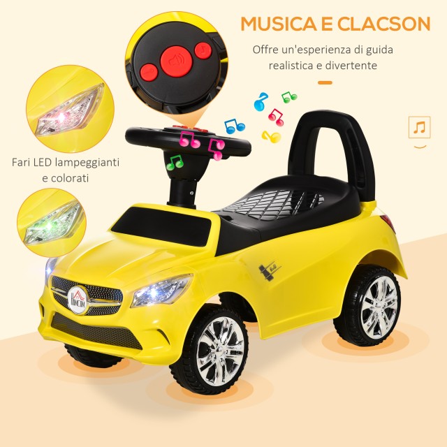 HOMCOM Ride-on Toy Car for Children, Μουσική και Φώτα, Ηλικία 18-36 Μηνών - Κίτρινο 370-197YL