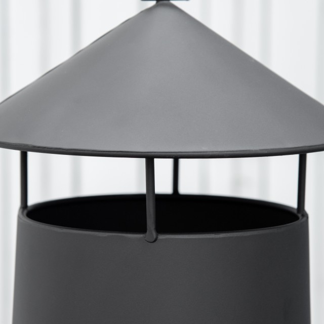 Outsunny Metal Garden Fire Pit με τζάκι, κούτσουρο και πόκερ, Φ44,5x133cm, Μαύρο 842-249