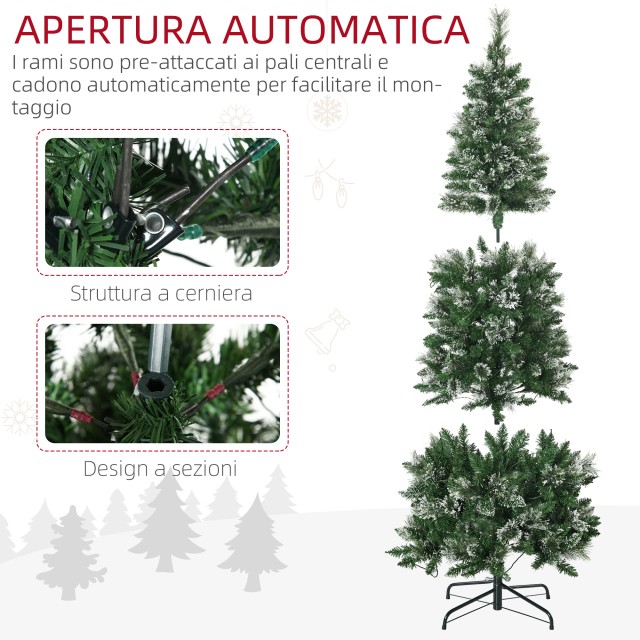 HOMCOM Χιονισμένο χριστουγεννιάτικο δέντρο 180cm με 240 φωτάκια LED και 618 κλαδιά με ατσάλινο βάση 830-760V90GN