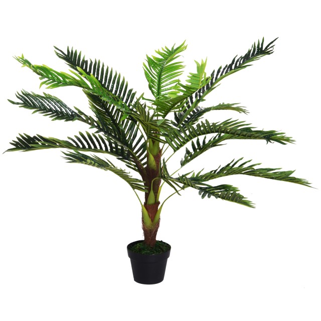 Outsunny Artificial Palm Cycas Plant High 123cm για εσωτερικούς και εξωτερικούς χώρους με περιλαμβάνεται γλάστρα 844-225