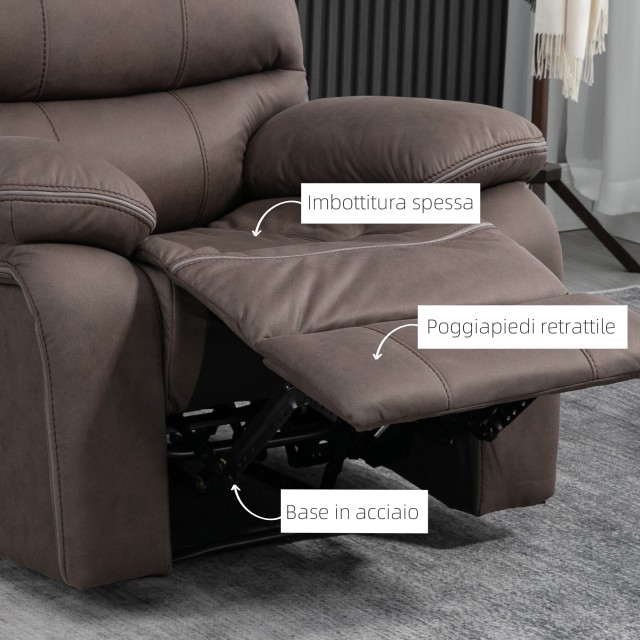 Πολυθρόνα HOMCOM Relax με χειροκίνητη ανάκλιση και υποπόδιο, 97x99x...