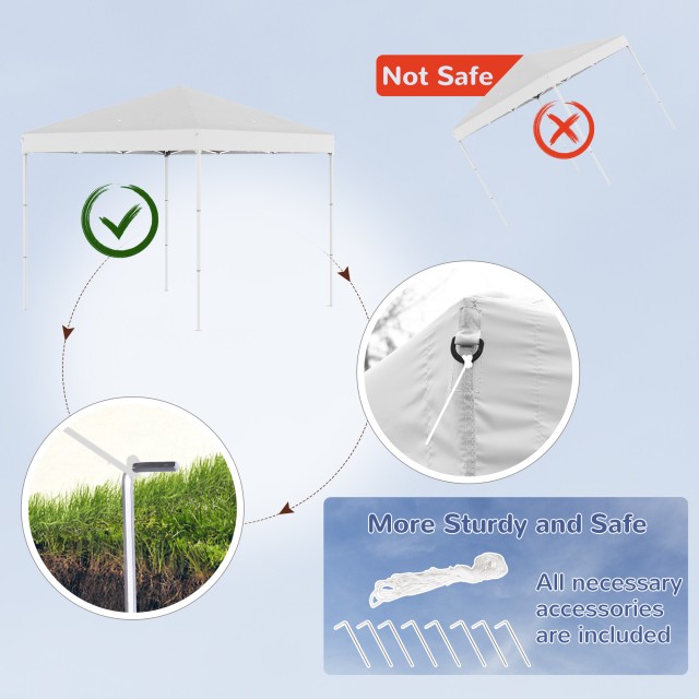Outsunny Folding Garden Gazebo 2,45 x 2,45 m σε Steel and White Oxford Fabric 84C-119V01WT