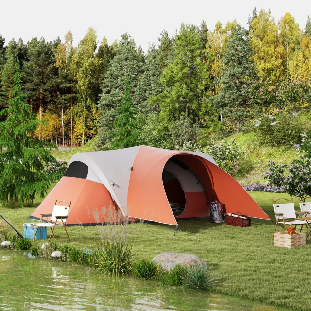 Σκηνή Camping Outsunny 5-6 ατόμων με βεράντα, 3000mm Αδιάβροχη με τ...