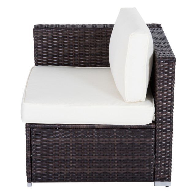 Σετ Έπιπλα Κήπου Outsunny σε PE Rattan 4 Πολυθρόνες 1 Πουφ 1 Τραπεζάκι Σαλονιού από σκληρυμένο γυαλί 2 μαξιλάρια 01-0319