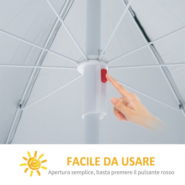 Outsunny Beach and Garden Parasol Φ220cm με κουβούκλιο, πολυεστέρα και μέταλλο, σκούρο πράσινο και λευκό 84D-038GN