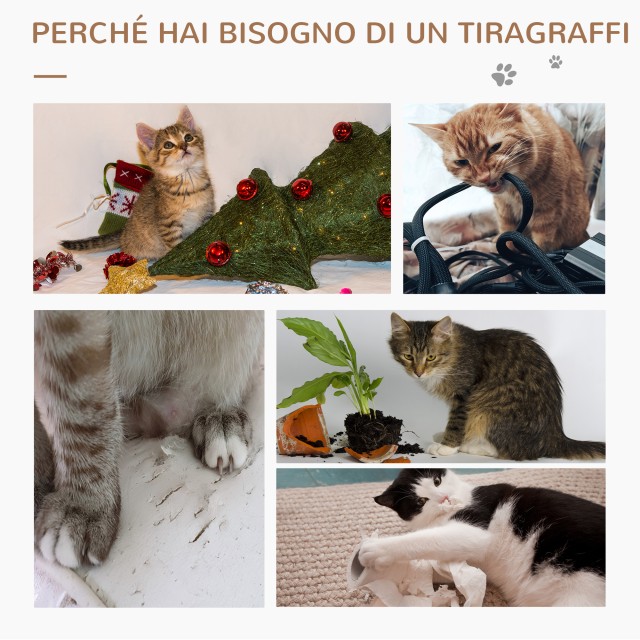 PawHut Scratching Post Tree για ενήλικες γάτες και γατάκια από ρείθρο 95 cm και σπίτι για γάτες σε Rattan και Πολωνούς στο Sisal D30-484