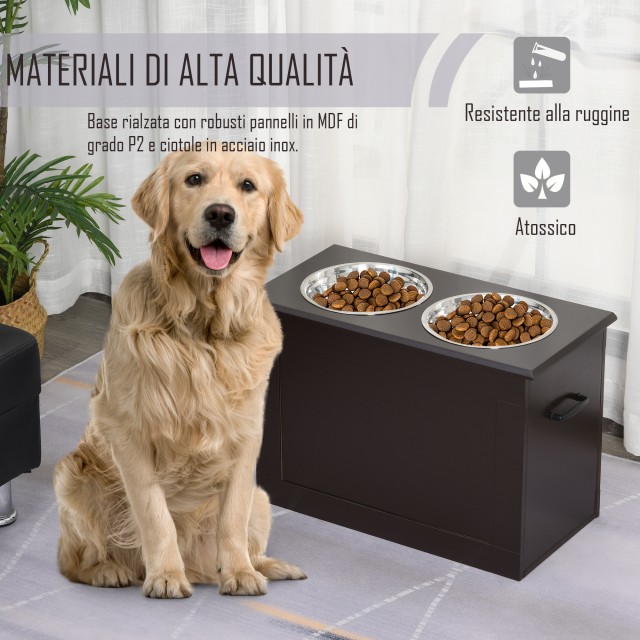 PawHut Raised Dog Bowl Hold with 2 Bowls Φ24cm από ανοξείδωτο ατσάλι D08-021CF