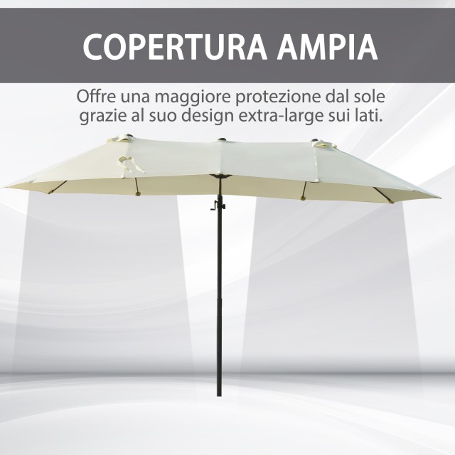 Outsunny Διπλή Ομπρέλα σε Anti-UV Αδιάβροχο Πολυεστερικό Μπεζ 440x270x250cm 84D-085BG