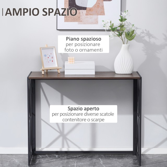 Τραπέζι κονσόλας διαδρόμου HOMCOM Πτυσσόμενο Industrial Style σε ξύ...