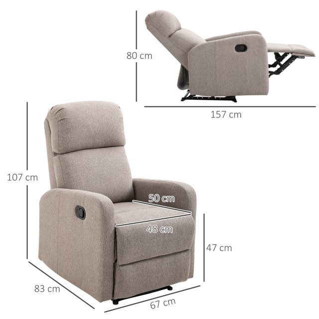 HOMCOM Relax Πολυθρόνα Ανακλινόμενη έως 168° με Υποπόδιο, 66x83x107 cm, Γκρι 833-523V02GY
