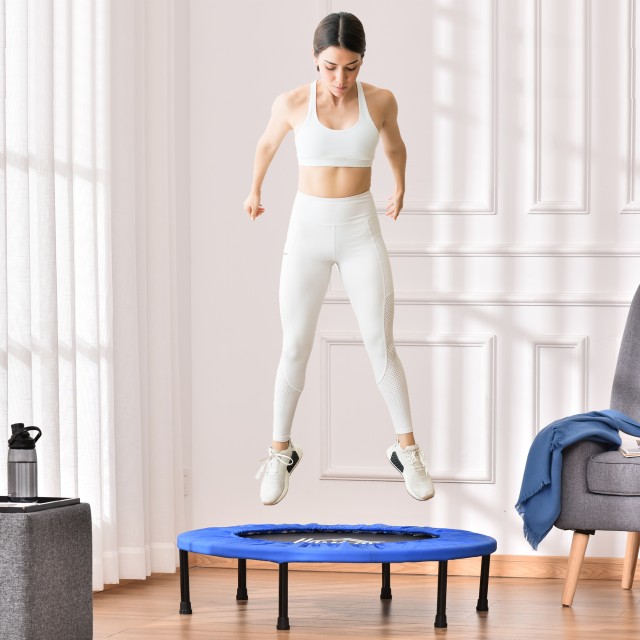 HOMCOM Elastic Trampoline for Jumping Fitness και Home Workout με ελατήρια και ατσάλινη κατασκευή - Μαύρο / Μπλε A00-007V02