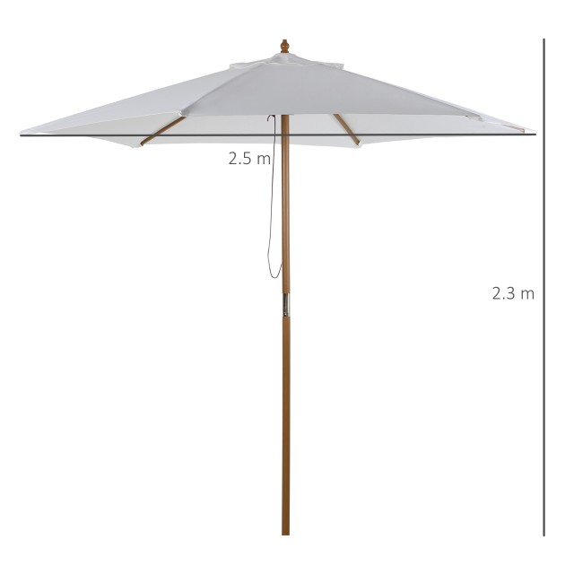 Outsunny Bamboo Garden Umbrella, Κρεμ Λευκή, 250 x 230 εκ. 84D-056CW